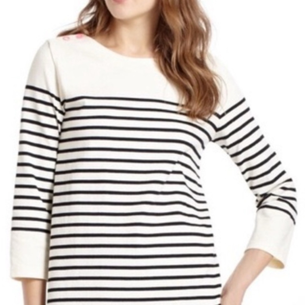 Anthropologie Black and White Striped Long Sleeve Top